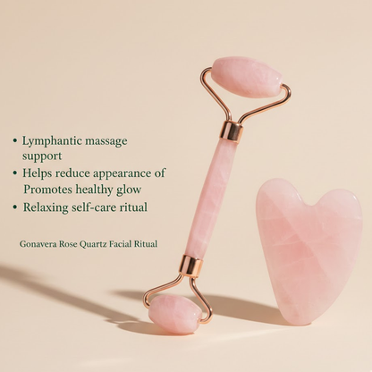 Gonavera Rose Quartz Face Roller & Gua Sha Set